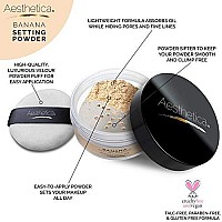 Aesthetica Banana Loose Setting Powder - Flash Friendly Superior Matte Finish Highlighter & Finishing Powder - Includes Velour Puff