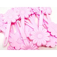 Tara Girls Super Cute Self Hinge Plastic Mulit Design Hair Barrettes Selection 18 Pc Sunflower Shape Light Pink Flower Size