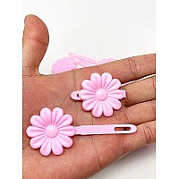 Tara Girls Super Cute Self Hinge Plastic Mulit Design Hair Barrettes Selection 18 Pc Sunflower Shape Light Pink Flower Size