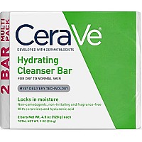 Cerave Hydrating Cleanser Bar Soapfree Body And Facial Cleanser With 5 Cerave Moisturizing Cream Fragrancefree 2Pack 4