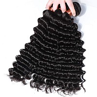 Blackmoon Hair Brazilian Virgin Hair Deep Wave Bundles 3 Bundles Unprocessed Virgin Human Hair Extension Deep Curly Hair Weave N