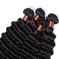 Blackmoon Hair Brazilian Virgin Hair Deep Wave Bundles 3 Bundles Unprocessed Virgin Human Hair Extension Deep Curly Hair Weave N