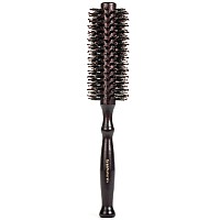 Boar Bristle Round Styling Hair Brush 175 Inch Diameter Blow Dryer Curling Roll Hairbrush With Natural Wooden Handle For