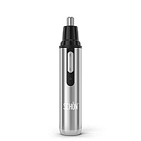 Schon Stainless Steel Rechargeable 3-In-1 Eyebrow, Ear, Facial, & Nose Hair Trimmer/Clipper For Men&Women | Hair Clippers, Flawless Hair Remover, Male Beard Trimmers, Grooming Kit, Groomer (Silver)