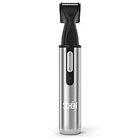 Schon Stainless Steel Rechargeable 3-In-1 Eyebrow, Ear, Facial, & Nose Hair Trimmer/Clipper For Men&Women | Hair Clippers, Flawless Hair Remover, Male Beard Trimmers, Grooming Kit, Groomer (Silver)