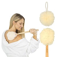 Vive Long Handle Loofah Back Body Scrubber Men Women Exfoliating Shower Sponge On A Stick Pouf Brush Exfoliator Bath A