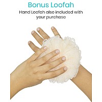 Vive Long Handle Loofah Back Body Scrubber Men Women Exfoliating Shower Sponge On A Stick Pouf Brush Exfoliator Bath A