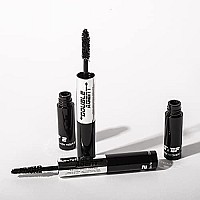 Palladio Double Agent Lash Extender Undercover Fiber Booster Mascara, dual lash system, increase eyelash length and volume, boost lashes for a bold dramatic look, voluminous makeup mascara, Jet Black