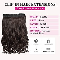 Reecho 16 1Pack 34 Full Head Curly Wavy Clips In On Synthetic Hair Extensions He008 Hairpieces For Women 5 Clips 39 Oz Per P