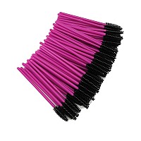 Yueton Pack Of 100 Disposable Eyelash Brushes Wands Mascara Applicator Hot Pinkblack