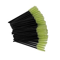 Yueton Pack Of 100 Disposable Eyelash Brushes Wands Mascara Applicator Blackgreen