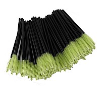 Yueton Pack Of 100 Disposable Eyelash Brushes Wands Mascara Applicator Blackgreen