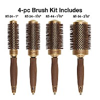 Olivia Garden Nanothermic Ceramic Ion Round Thermal Hair Brush Nt54 Nt44 Nt34 Nt24 4Pc Box