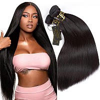 Qthair 14A Straight Human Hair Bundles18 20 22300Gnatural Black 100 Unprocessed Human Hair Extensions Indian Straight Virgi