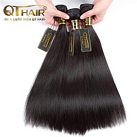 Qthair 14A Straight Human Hair Bundles18 20 22300Gnatural Black 100 Unprocessed Human Hair Extensions Indian Straight Virgi