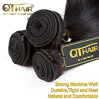 Qthair 14A Straight Human Hair Bundles18 20 22300Gnatural Black 100 Unprocessed Human Hair Extensions Indian Straight Virgi