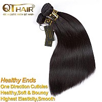 Qthair 14A Straight Human Hair Bundles18 20 22300Gnatural Black 100 Unprocessed Human Hair Extensions Indian Straight Virgi