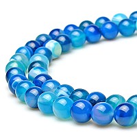 MJDcB Natural Stone Beads Blue Striped Agate Round Loose Beads for Jewelry Making DIY Bracelet Necklace (4mm)