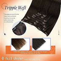 Full Shine Clip In Hair Extensions Dark Brown Real Hair Extensions Clip In Human Hair Darkest Brown Hair Extensions Clip In Brow