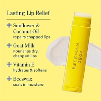 Beekman 1802 Lip Balm Fresh Air Scented 015 Oz With Goat Milk Vitamin E Beeswax For Dry Cracked Lips Good For Sens