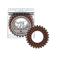 invisibobble Power Traceless Spiral Hair Ties - 3 Pack - Pretzel Brown - Strong Elastic Grip Coil Hair Accessories for Active Women - No Kink, Non Soaking - Gentle for Girls Teens and Thick Hair