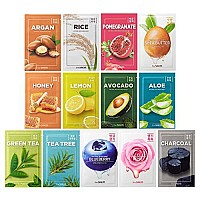 [the SAEM] Natural Facial Mask Sheet 21ml 13 Pack - Korean Skincare Moisturizing and Nourishing Facial Mask Sheet Variety Combo Pack