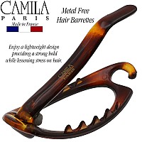 Camila Paris Cp2316 French Hair Barrette Clip Flexible Ponytail Holder No Metal Parts Strong Hold Grip Hair Clips For Women N