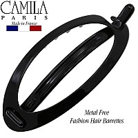 Camila Paris Cp2317 French Hair Barrette Clip Flexible Ponytail Holder No Metal Parts Strong Hold Grip Hair Clips For Women N