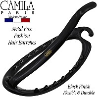 Camila Paris Cp2317 French Hair Barrette Clip Flexible Ponytail Holder No Metal Parts Strong Hold Grip Hair Clips For Women N