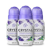 CRYSTAL Aluminum Free Mineral Deodorant Roll-On for Women & Men, Lavender & White Tea - Paraben Free - Certified Cruelty Free & Vegan Deodorant - Prevents Odor Up to 24 Hours,2.25 Fl Oz (Pack of 3)