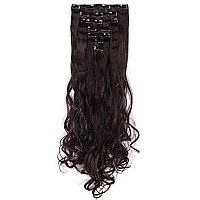 Lelinta 24 Thick Curly Full Head Clip In On Double Weft Hair Extensions Medium Brown