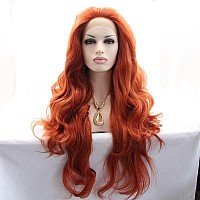 Xiweiya Copper Red Lace Front Wig Long Natural Wavy Synthetic Auburn Lace Front Wig Pre Plucked Free Part Heat Resistant Hair Fo