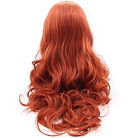 Xiweiya Copper Red Lace Front Wig Long Natural Wavy Synthetic Auburn Lace Front Wig Pre Plucked Free Part Heat Resistant Hair Fo