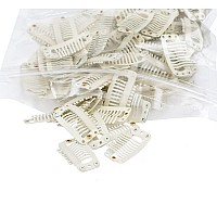 Swacc 100 Pcs U Shape Metailic Snap Clips Ins For Hair Extension Hairpiece Diy Snapcomb Wig Clips With Rubber White Beige 9T