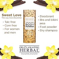 Body Powder for Women, Talc Free Powder, Bath Powder, No corn, grain or gluten, Sweet Love Scent, Frankincense, Amber, Ylang Ylang, Vanilla, Oras Amazing Herbal, 25 oz