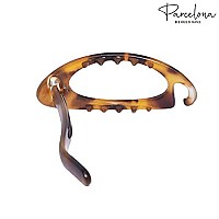 Parcelona French Plain Oval Small Celluloid Metal Free Hair Barrette Clips Women Hair Accessories, Made in France(Light Shell Savana)