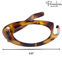 Parcelona French Plain Oval Small Celluloid Metal Free Hair Barrette Clips Women Hair Accessories, Made in France(Light Shell Savana)