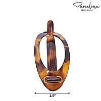 Parcelona French Plain Oval Small Celluloid Metal Free Hair Barrette Clips Women Hair Accessories, Made in France(Light Shell Savana)