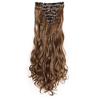 Lelinta 24 Thick Curly Full Head Clip In On Double Weft Hair Extensions Light Brown