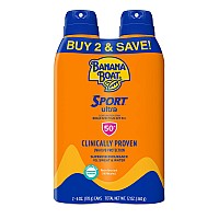 Banana Boat Sport Ultra SPF 50 Sunscreen Spray Banana Boat, SPF 50, Spray On Sunscreen, Water Resistant Sunscreen, Oxybenzone Free Sunscreen Pack SPF 50, 6oz each Twin Pack