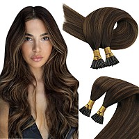 Sunny Hair Itip Hair Extensions Balayage Brown Itip Human Hair Extensions Add Length Itip Hair Extensions Real Human Hair Dark B