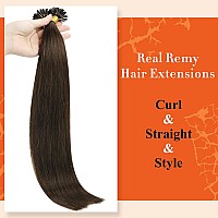 Full Shine U Tip Hair Extensions Human Hair 16 Inch Fusion Hair Extension U Tips Human Hair Color 2 Darkest Brown Remy Hair Exte