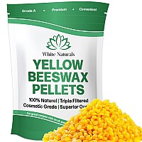 White Naturals Yellow Beeswax Pellets 1Lb 16Oz Pure Natural Cosmetic Grade Organic Bees Wax Pastilles Triple Filtered G