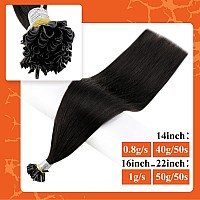 Full Shine Black Hair Extensions 16Inch U Tip Hair Extensions Natural Black Keratin Hair Extensions Real Human Hair 1B Remy Hair