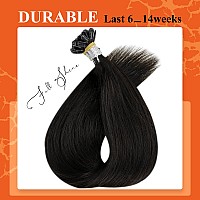 Full Shine Black Hair Extensions 16Inch U Tip Hair Extensions Natural Black Keratin Hair Extensions Real Human Hair 1B Remy Hair