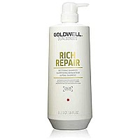 Goldwell Dual Senses Rich Repair Restoring Shampoo, Regeneration for Damaged Hair, 33.8 Fl Oz