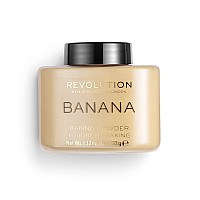 Makeup Revolution Loose Baking Powder, Make Up Setting Powder, Long Lasting Coverage, Reduces Shine, For Medium Skin Tones, Banana, 32g