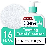 Cerave Foaming Facial Cleanser  Daily Face Wash For Oily Skin With Hyaluronic Acid, Ceramides, And Niacinamide Fragrance Free Paraben Free  16 Fluid Ounce