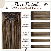 Full Shine Hair Extensions Real Human Hair Clip Ins 7Pcs 18 Inch Highlight Brown Mix Honey Blonde Invisible Clip In Hair Extensi