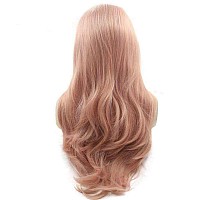 Xiweiya Mixed Pastel Pink Lace Front Wigs Long Wavy Peach Pink Mermaid Synthetic Lace Front Wig Golden Pink 13 3 Lace Wigs Hea